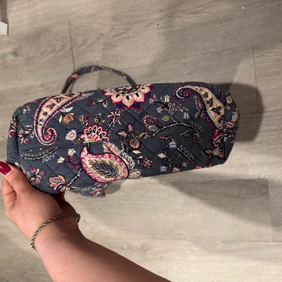 Vera Bradley Cotton Tote Bag Paisley Print Pink and Grey Inside Pockets - Picture 6 of 7